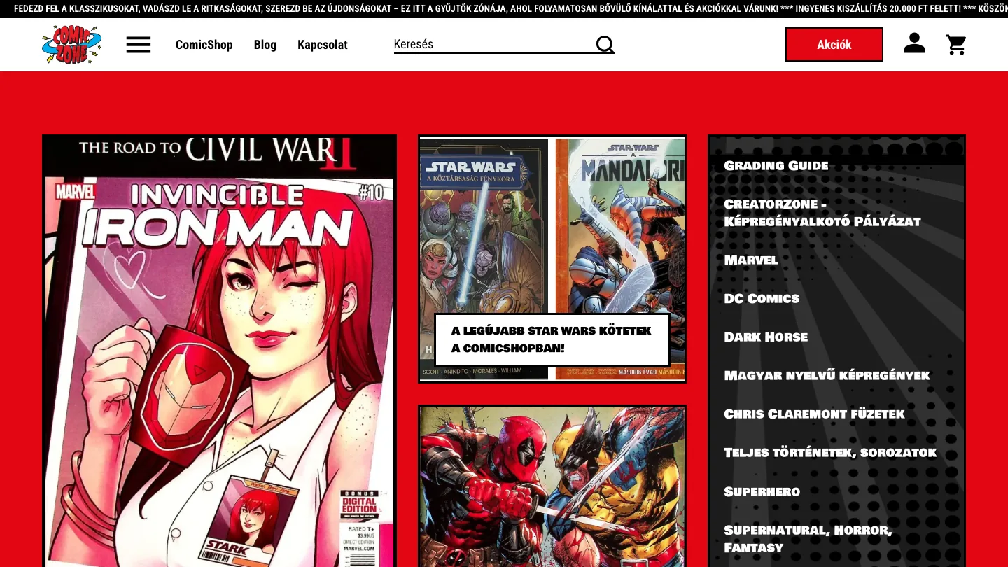Comic Zone - Egyedi white-label projekt